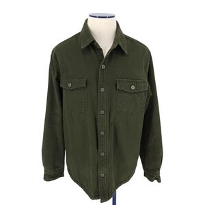Duluth Trading Fire Hose Jacket Green Long Sleeve Snap Button Lined Barn Coat XL